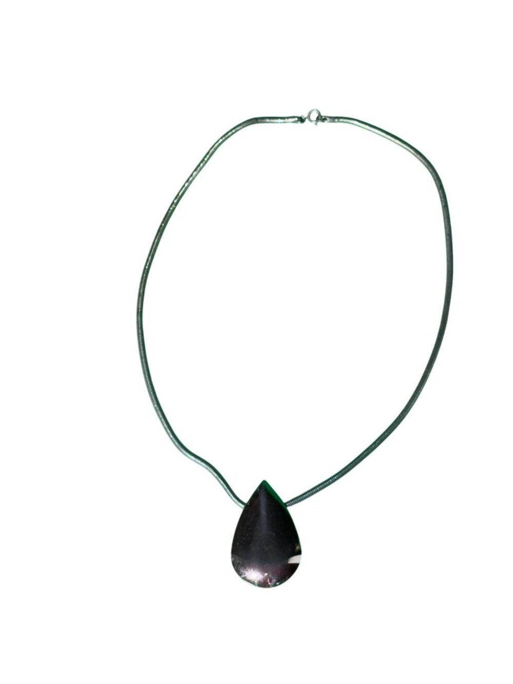 Gold- tone Teardrop Pendant Necklace With Snake Chain